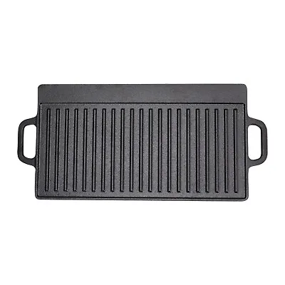 £18.95 • Buy Large Cast Iron Non Stick Griddle Plate BBQ Grill Reversible Cooking Hob Steak