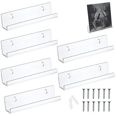 6 Pack Vinyl Record Album Wall Mount Display Shelf Acrylic Clear Holder Storage • £7.99