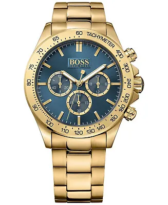 £89.98 • Buy Hugo Boss HB1513340 Ikon Chronograph Men's Stainless Steel Gold Watch + Gift Bag