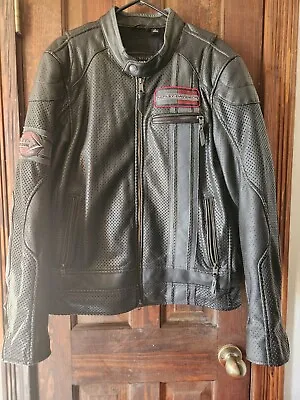 Harley Davidson Mens Manta Leather Jacket Large Perforated Coolcare 97009-18VMVT • $300