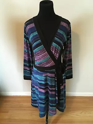 BCBG Max Azria  Adele  Multicolor Striped Wrap Dress Size Medium NWT! $198 • $47.81