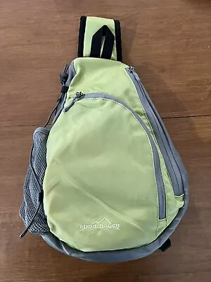 Eddie Bauer Nylon Backpack Sling Messenger Bag Unisex Green & Gray Ambidextrous • $19.95