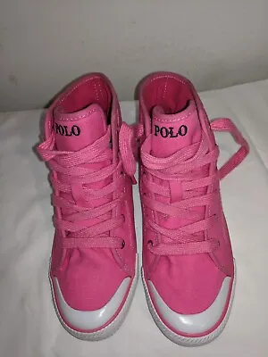 $9 • Buy Women's Ralph Lauren Polo Hi Top Canvas Shoes Pink 