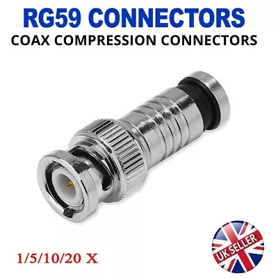 £3 • Buy CCTV BNC Compression Connectors Coax Cable RG59 Crimp Male Plug For CCTV Camera