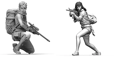 1/35 Resin Female Gunners 2 Soldiers Unpainted Unassembled G26+G27 • $15.19