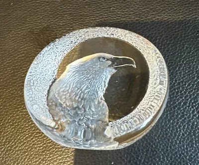 Lead Crystal Eagle Sculpture Paperweight Signed Mats Jonasson #9201 Sweden • $24.90