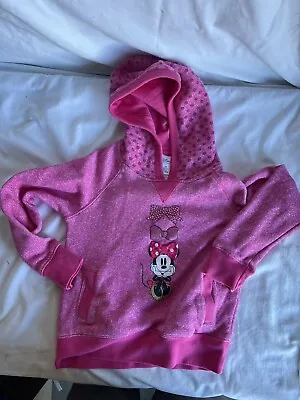 Minnie Mouse Pink Hooded Sweatshirt Disney Store Girls Size 5/6 Hoodie • $12.95