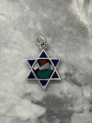 925 Vintage Sterling Silver & Enamel Jewish Star Of David Pendant Made In Israel • $9.99