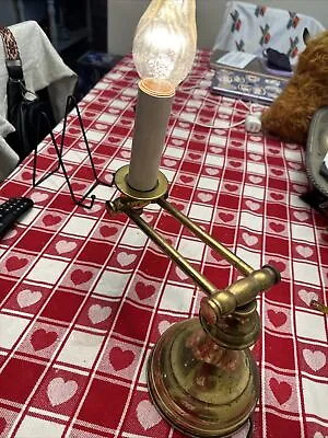 Vintage Adjustable Swing Arm Brass Desk Piano Office Table Reading Lamp • $19.99