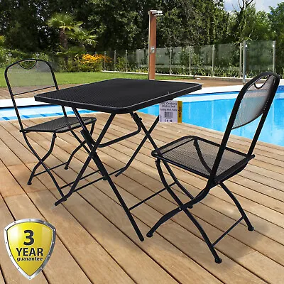 Folding Bistro Set 3pc Outdoor Garden Patio Furniture Table & 2 Chairs Seating • £59.99