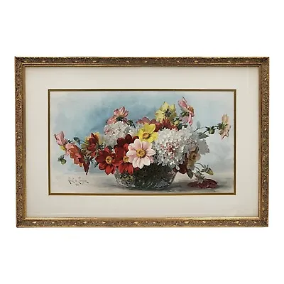Antique Older Paul De Longpre 1898 Floral Boutique Professionally Framed Art • $172.50