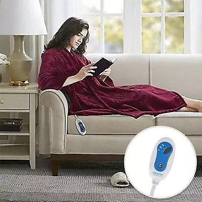 Luxury Microplush Electric Wrap Blanket Super Soft And Warm Reversible Heated... • $53.65