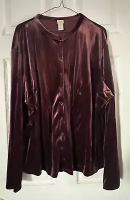 J Jill Stretch Dusky Purple Velvet Button Front Long Sleeve Shirt Womens 3X • $19.99