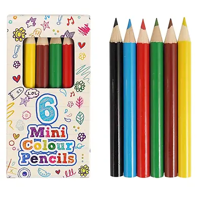 1 - 12 Packs 6 Mini Colouring Pencils Kids Party Bags Stocking Filler Toys UK • £3.49