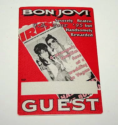 Bon Jovi Severely Beaten But Rewarded Tour 1995 Concert Guest Pass Otto Mt • £10.61