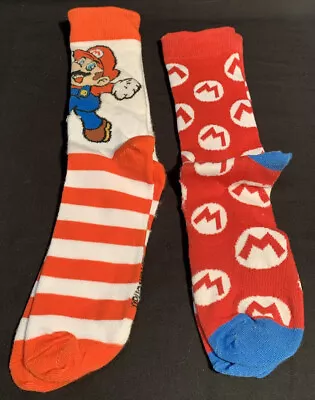 Super Mario Bros Crew Socks  2 Pair Size 10-13 NEW • $12.25