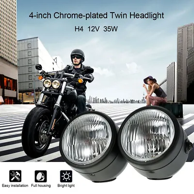 Motorcycle Twins Dual Headlight Double Headlamp W/Bracket For Harley Cafe Racer • $34.73