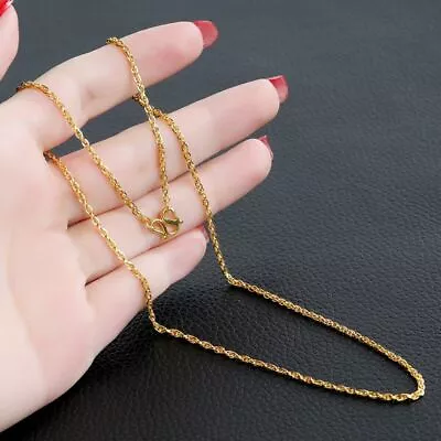 Pure 24K Gold Chain For Women 1.0mm Twist Rope Singapore Link Necklace 16-22inch • $895.47