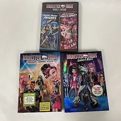 LOT 3 Monster High DVD Frights Camera Action Double Feature Friday Ghouls Rule • $18.99