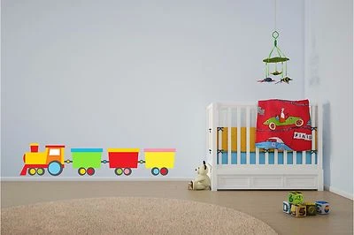 £8.99 • Buy Train Blocks Nursery Kids Baby Wall Art Sticker Removable Transfer Decal Mural