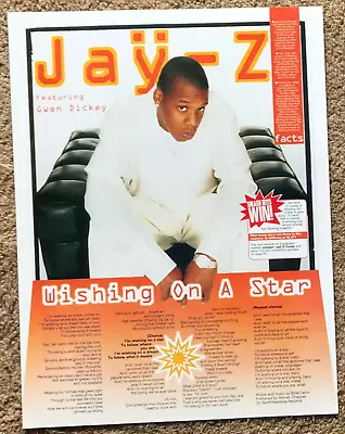 JAY-Z - WISHING ON A STAR 1998 Full Page Lyric Poster  • £3.95