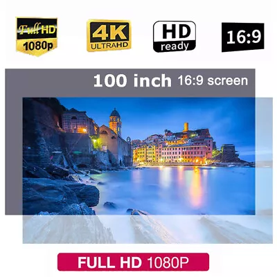 100  Metal Projector Screen 16:9 Anti-light 4K HD Projector Home Movies Screen • $15.99