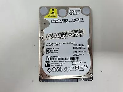 Western Digital 80GB 2.5  Sata HDD Hard Drive WD800BEVS For Dell Latitude E6420 • £14.99