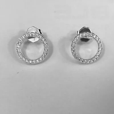 £34.99 • Buy WHITE GOLD FINISH Circle Of Life Created Diamond Stud Earrings