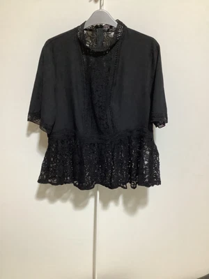 £11.39 • Buy Ladies Zara Black Lace Short Sleeve Blouse Size XL