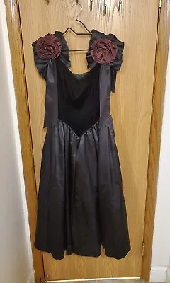 Vintage Scott McClintock Womens Size 10 Purple Black Velvet Rose Formal Dress • $24