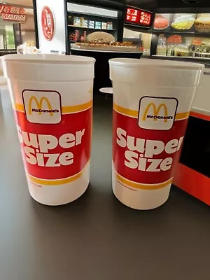 Vintage 1988 McDonalds Super Size Plastic Cups Set Of Two  • $18