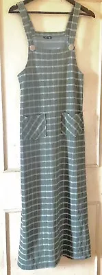 Pinafore Green Plaid Cotton Dress (Medium) • £12.99