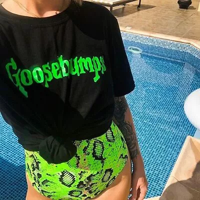 £9.95 • Buy Goosebumps T Shirt In Glowing Bright Green - Halloween Tee - Funny Parody Shirt