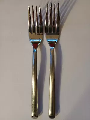 2 Mikasa Satin Wave Forged Stainless Salad Forks Flatware • $14.99