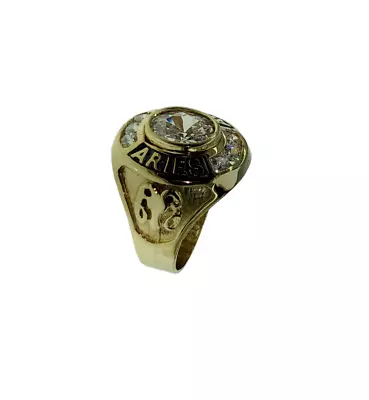 Zodiac Sign Aries Ram Oval Stone Real 14k Yellow Gold Men Ring 10.1 Gr Size 9 • £840.81