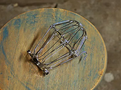 Nickel Wire Bulb Cage Clamp On Lamp Guard Vintage Trouble Lights - Industrial  • $7.04