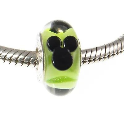 Chamilia 925 Sterling Silver Disney GREEN MICKEY MOUSE MURANO Charm Bead • $37.29