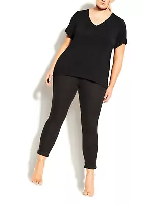 CITY CHIC Deep V Tee In Black Plus Size XXL/ 24 NWT • $25