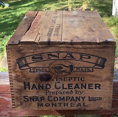 Vintage SNAP Hand Cleaner Montreal Better Than Soap Dovetailed Crate Graphics • $245