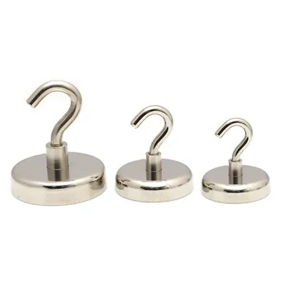 Neodymium Strong Magnetic Hooks Magnets Heavy Duty With Hook For Refrigerator • £5.64