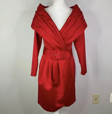 Victor Costa Old Hollywood Red Satin Dress 80s 90s 50s • £150
