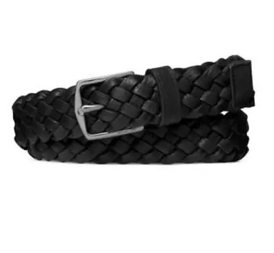 Michael Kors Men's Braided Leather Dress Belt - Size 34 - Black • $43.65