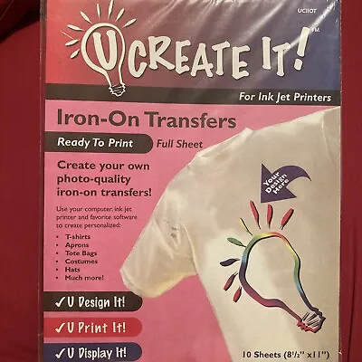 U Create It! Ir On On Transfers For Ink Jet Printers 10 Pack 622014 • $7