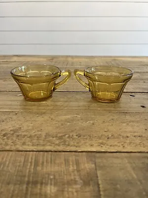 Diamond Glass Co. VICTORY AMBER Cup Depression Glass Set Of 2 • $17.99