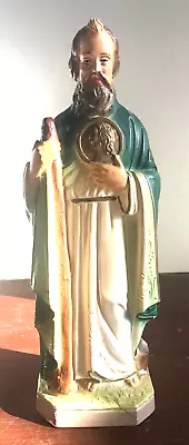 Catholic Church Large Vintage St Jude Chalkware Statue  12  • $51.21