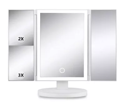 LED Makeup Mirror With Lights 1X 2X 3X Magnification Touch Control Trifold • $15.99