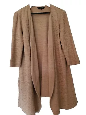 MING WANG Open Front  Long Cardigan Knit Jacket Camel Beige Neutral Sz. Large 38 • $39.99