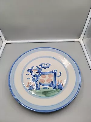 M.A. Hadley Pottery Hand Painted Folk Art Country 11  Cow  DINNER PLATE • $20