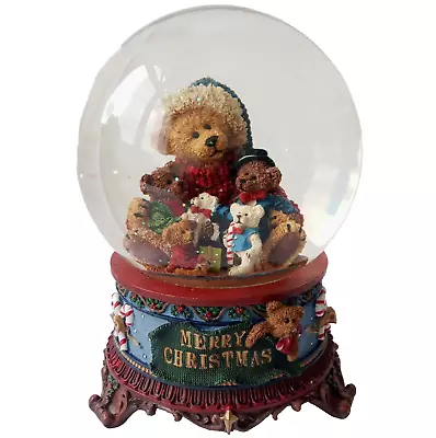 Kitschy Vintage  JcPenny Snow Globe Christmas Ceramic Base Plays Music Bear IOB • $12.99