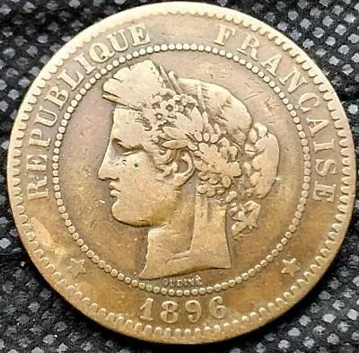 1896 France 10 Centimes Coin VF ( Paris A Mint )       #P164 • £15.10